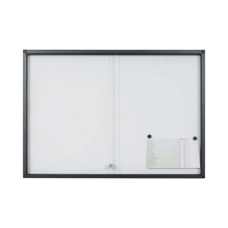 Bi-Office Exhibit Extra Magnetic Display Case, 12xA4, Lacquered Steel Surface, Glass Door, Aluminium Anthracite Frame
