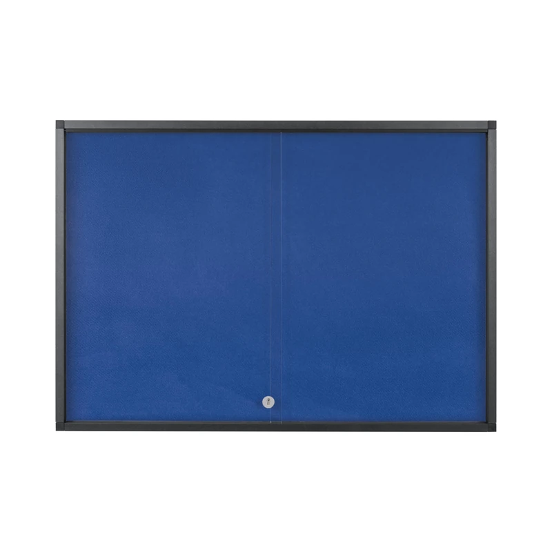Bi-Office Exhibit Extra Pinnable Display Case, 6xA4, Blue Felt Surface, Glass Door, Aluminium Anthracite Frame