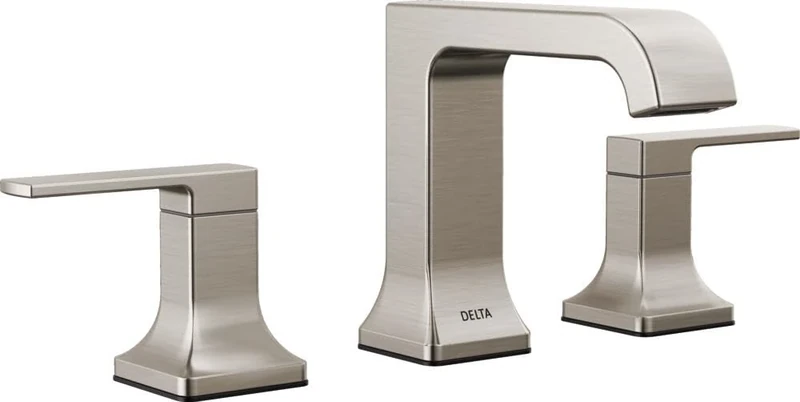 Delta Faucet Velum Curved Spout Widespread Bathroom Faucet 3 Hole, Brushed Nickel Bathroom Sink Faucet, 2 Handle Bathroom Faucet, Bath Faucet, Pop-Up Drain Assembly, Stainless 3539LF-SSMPU