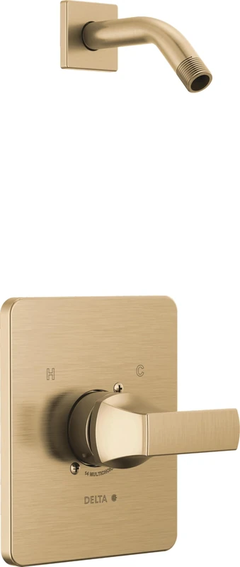 Delta Faucet Velum 14 Series Single-Function Gold Shower Valve Trim Kit, Shower Handle, Delta Shower Trim Kit, Champagne Bronze T14237-CZLHD (Shower Head and Valve Not Included)