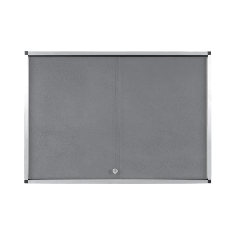 Bi-Office Exhibit Extra Pinnable Display Case, 8xA4, Grey Felt Surface, Glass Door, Aluminium Frame