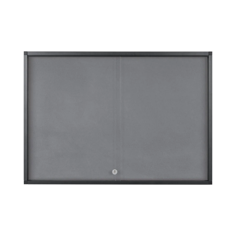 Bi-Office Exhibit Extra Pinnable Display Case, 8xA4, Grey Felt Surface, Glass Door, Aluminium Anthracite Frame