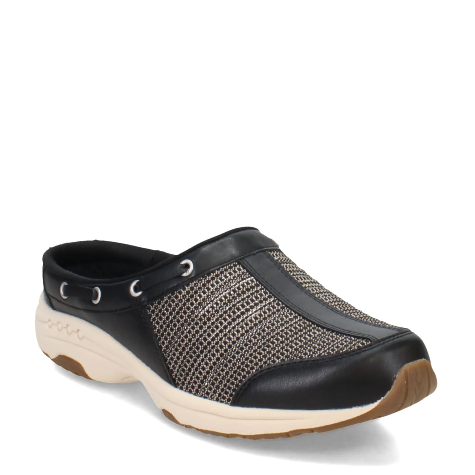 Easy Spirit Women's Travelport79 Clog, Black-silver, 7.5 Narrow