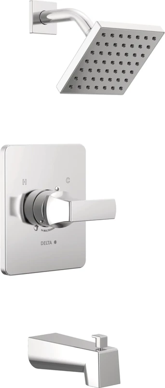 Delta Faucet Velum 14 Series Single-Function Chrome Tub and Shower Faucet Set, Valve Trim Kit, Shower Handle, Delta Shower Trim Kit, Shower Set, Chrome T14437 (Valve Not Included)