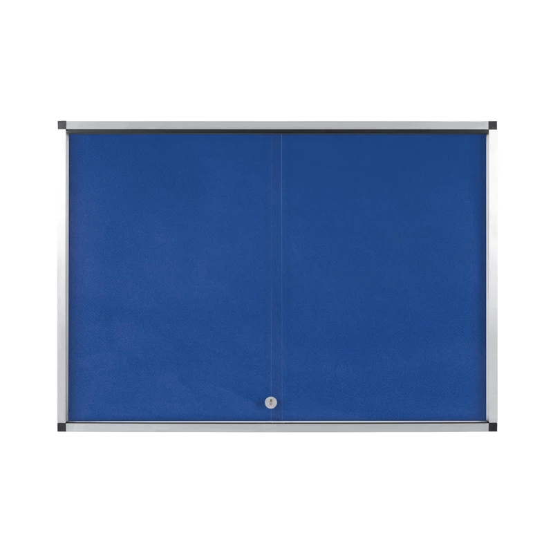 Bi-Office Exhibit Extra Pinnable Display Case, 6xA4, Blue Felt Surface, Glass Door, Aluminium Frame