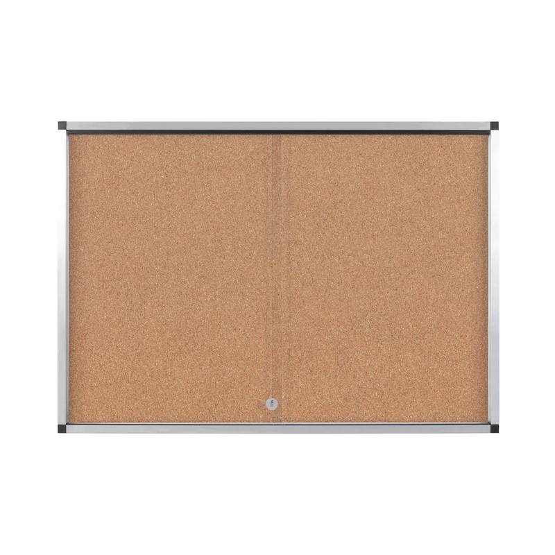 Bi-Office Exhibit Extra Pinnable Display Case, 12xA4, Cork Surface, Glass Door, Aluminium Frame