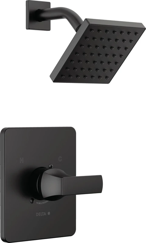 Delta Faucet Velum 14 Series Single-Function Black Shower Faucet Set, Valve Trim Kit, Shower Handle, Delta Shower Trim Kit, Shower Set, Matte Black T14237-BL (Valve Not Included)