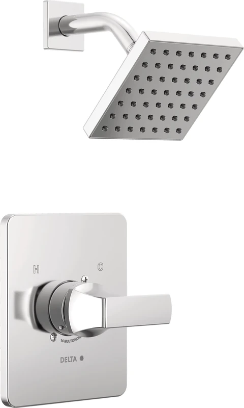 Delta Faucet Velum 14 Series Single-Function Chrome Shower Faucet Set, Valve Trim Kit, Shower Handle, Delta Shower Trim Kit, Shower Set, Chrome T14237 (Valve Not Included)
