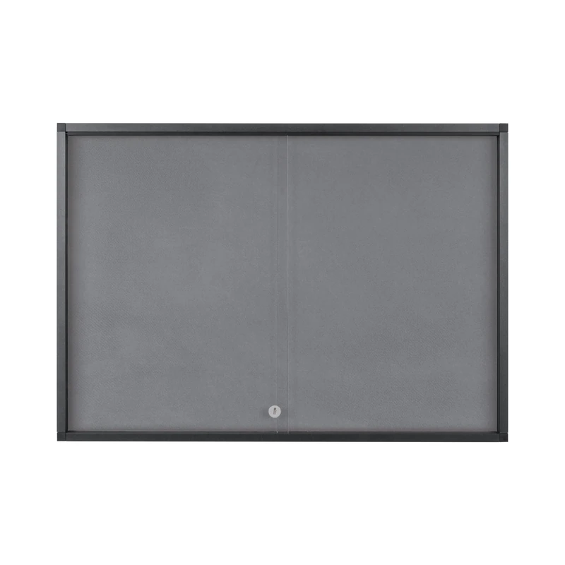 Bi-Office Exhibit Extra Pinnable Display Case, 12xA4, Grey Felt Surface, Glass Door, Aluminium Anthracite Frame