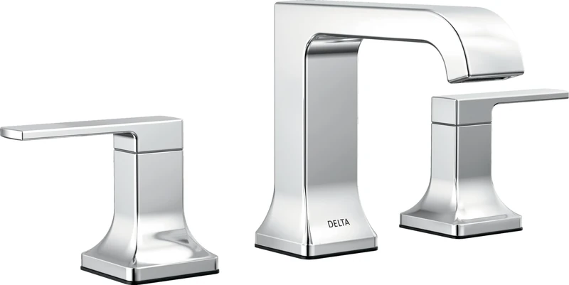 Delta Faucet Velum Curved Spout Widespread Bathroom Faucet 3 Hole, Chrome Bathroom Sink Faucet, 2 Handle Bathroom Faucet, Bath Faucet, Pop-Up Drain Assembly, Chrome 3539LF-MPU