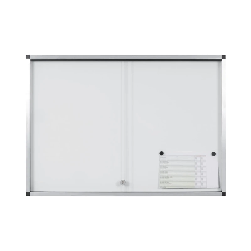 Bi-Office Exhibit Extra Magnetic Display Case, 8xA4, Lacquered Steel Surface, Glass Door, Aluminium Frame