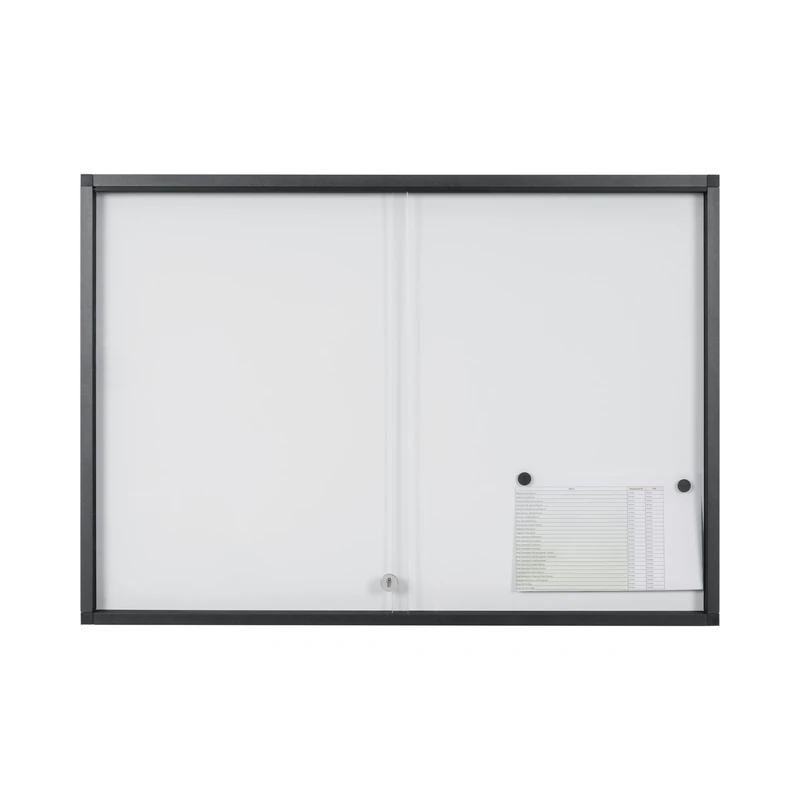 Bi-Office Exhibit Extra Magnetic Display Case, 8xA4, Lacquered Steel Surface, Glass Door, Aluminium Anthracite Frame