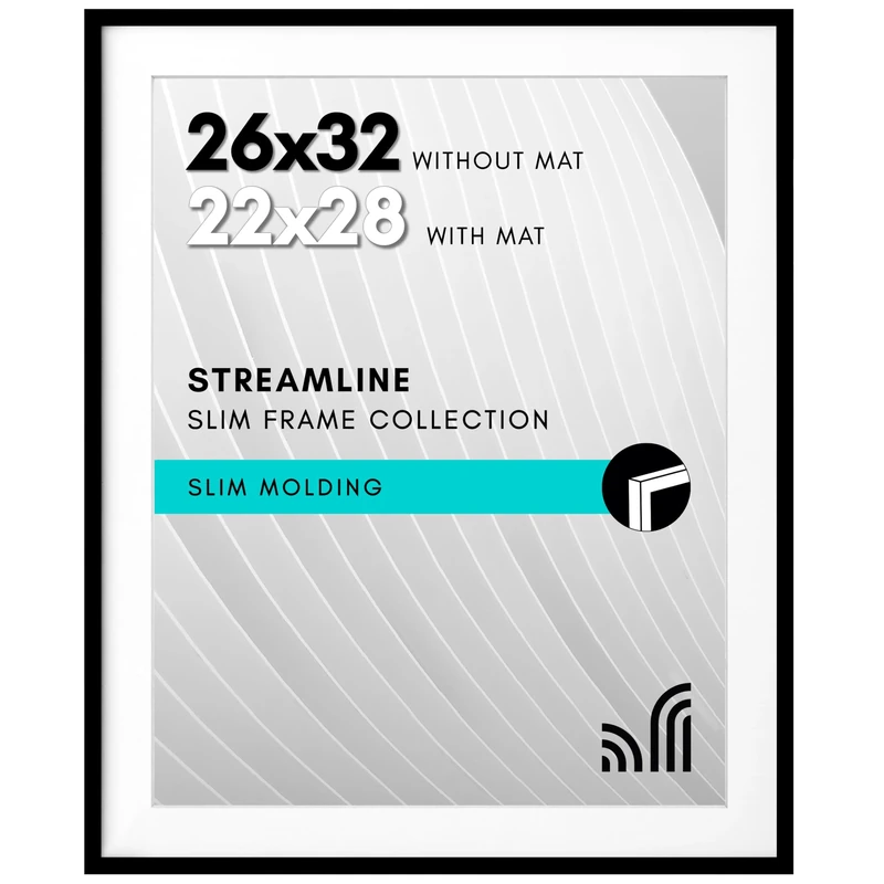 Americanflat 26x32 Black PVC Picture Frame with Plexiglass Cover - Horizontal/Vertical Wall Display