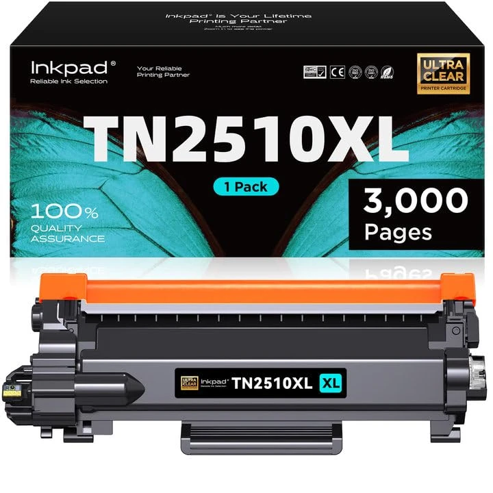 iNKPAD TN2510XL TN2510 Toner Cartridge Compatible with Brother TN-2510 TN 2510XL for Brother HL-L2400DWE DCP-L2665DW DCP-L2627DWE MFC-L2835DW MFC-L2827DWXL DCP-L2627DW DCP-L2627DWXL (1 Black)