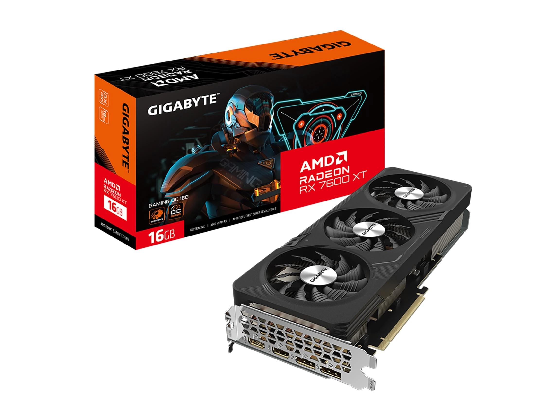 GIGABYTE Radeon RX 7600 XT Gaming OC 16G Graphics Card, 3X WINDFORCE Fans 16GB 128-bit GDDR6, GV-R76XTGAMING OC-16GD Video Card