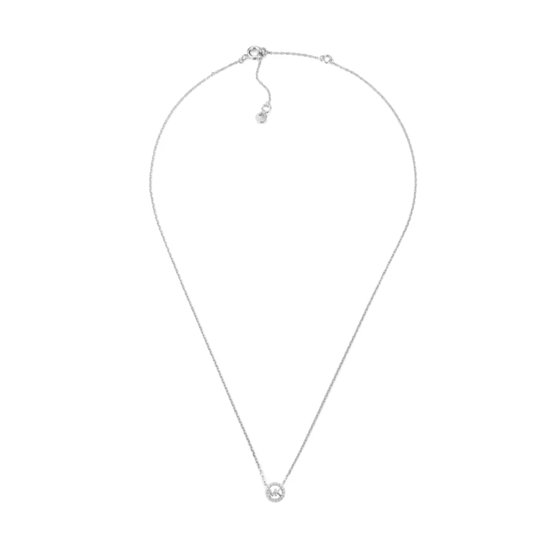 Michael Kors Women's Premium Kors MK Sterling Silver Logo Pendant Necklace, MKC1726CZ040