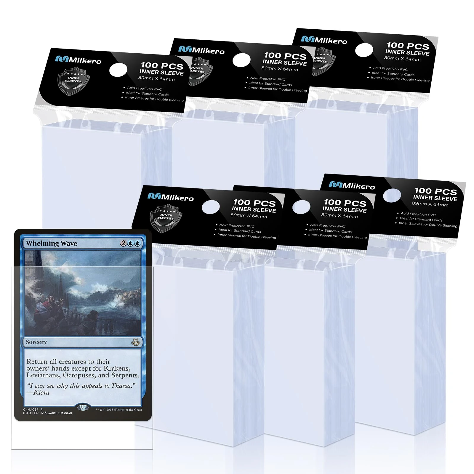 Mlikero 600 Pcs Card Sleeves, Perfect Fit Inner Sleeves Ideal for Double-Sleeving, Trading Card Sleeve Fit for MTG, TCG, Game Cards (64 x 89 mm)