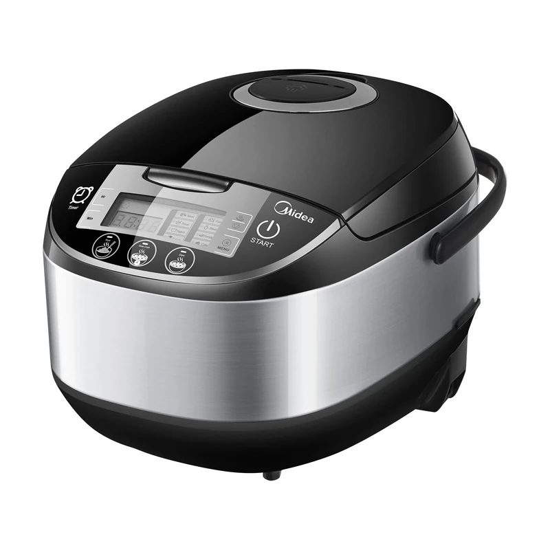 Midea Multifunctional Rice Cooker With Steamer (10 cup, 1.8 litre) 11 Multicooker functions, LED display, Warmer, Timer, Non-Stick Removable Inner Pot (Black)