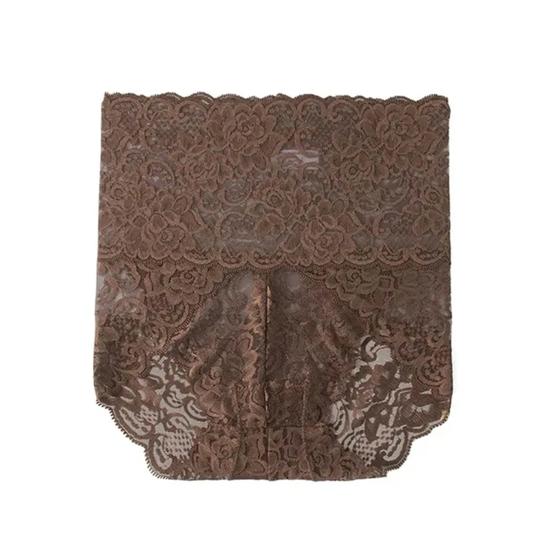 CBLdF Underwear Women 2Pc Women'S Panties Lace Ladies High Waist Briefs Lingerie Femme Plus Size Panty-Brown-M-2Pc