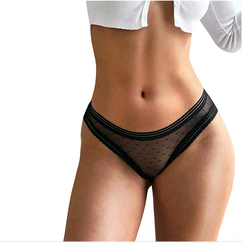 CBLdF Underwear Women Mesh Lace Briefs Women'S Underwear Dot Woman S-Xxl Plus Size Lingerie For Woman-Black-M-1Pc - Image 1