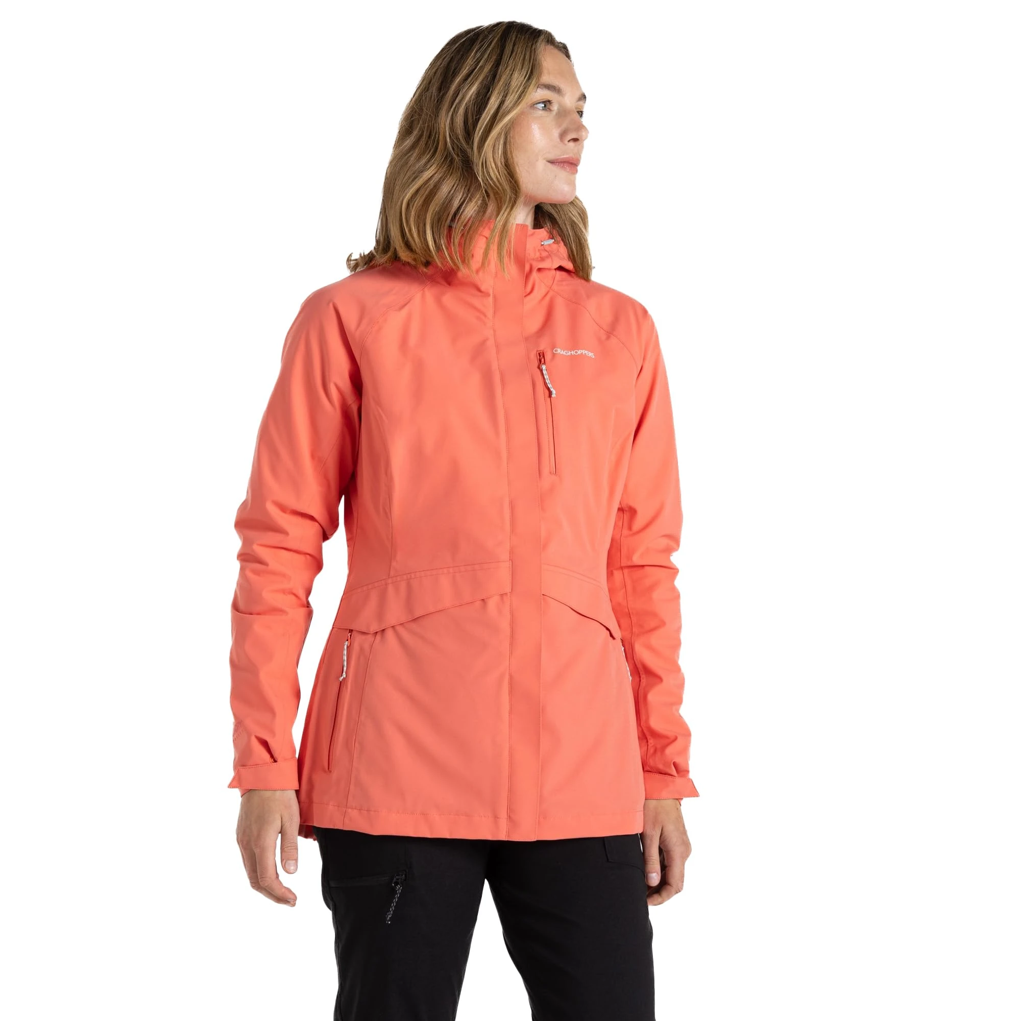 Craghoppers Womens Caldbeck Waterproof Jacket With Hood, Deep Coral, 12 EU