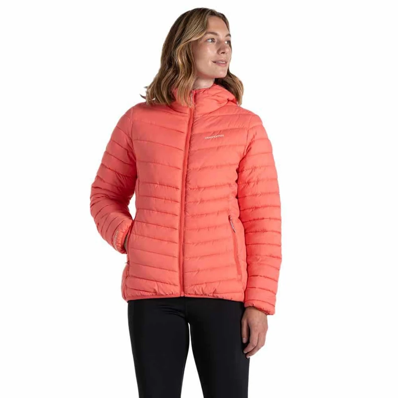 Craghoppers Womens Compresslite Viii Hooded Padded Lightweight Coat, Deep Coral, 14 EU
