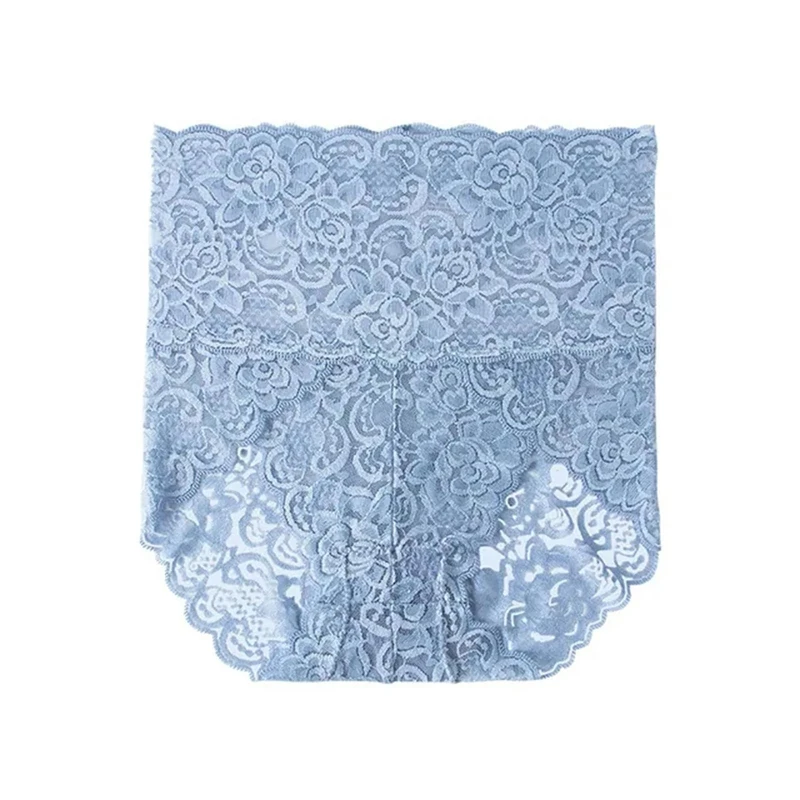 CBLdF Underwear Women 2Pc Women'S Panties Lace Ladies High Waist Briefs Lingerie Femme Plus Size Panty-Blue-M-2Pc