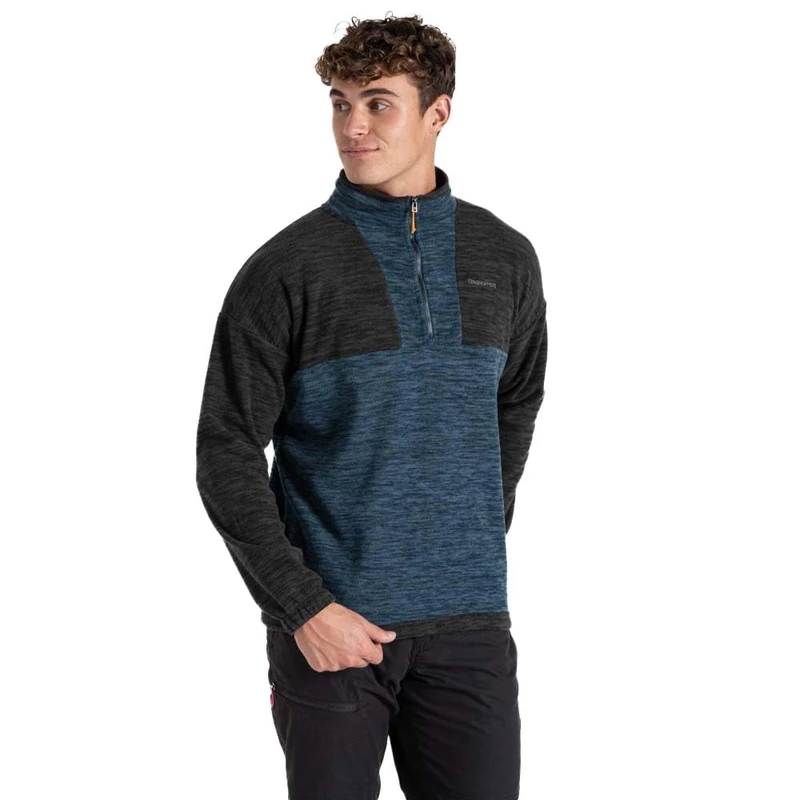 Craghoppers Mens Esk Half Zip Fleece Pullover Sweater, Blue Stone, XXL UK