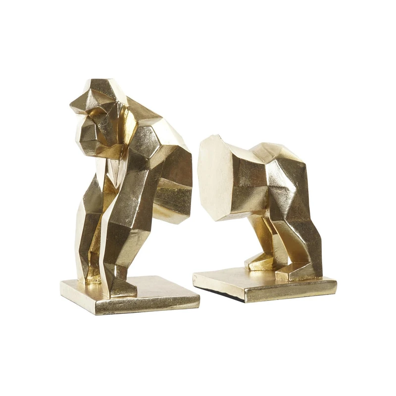 AlexandreHouse Sujetalibros Set of 2 Resin 14 x 12.5 x 24 cm Gorila Dorado - Image 1
