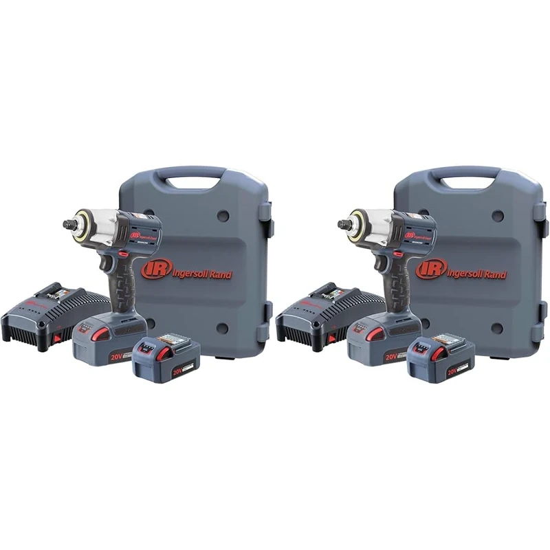 Ingersoll Rand Cordless Impact Wrench W5153-K22B-EU, 1/2 Inch 20V, 2X BL2022 Li-Ion Batteries 5.0 Ah and Charger Kit in 1 Carrying Case (Pack of 2)