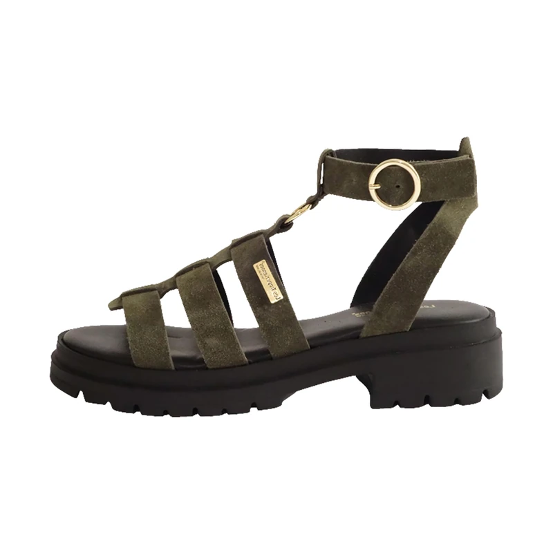 LES TROPEZIENNES PAR M. BELARBI Women's Tobosued Sandal, Khaki, 3.5 UK