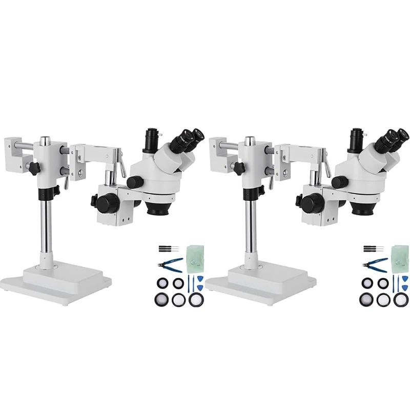 VEVOR 3.5X-90X Simul-Focal Stereo Microscope 360°Swiveling Trinocular Stereo Microscope with Dual Arm Boom (Pack of 2)
