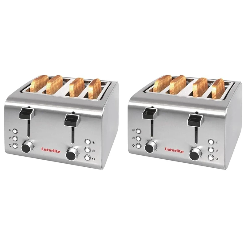 Caterlite 4 Slot Stainless Steel Toaster Innovative Design with New Features (Pack of 2)