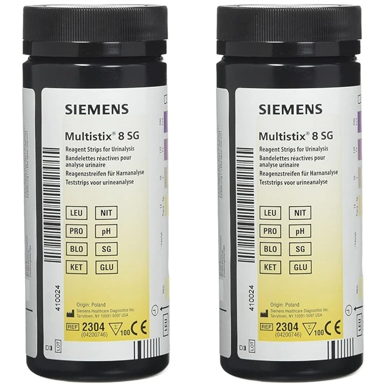 Siemens Multistix 8 SG Urine Reagent Test Strips - 100 Strips per Box: Accurate and Convenient Monitoring (Pack of 2)