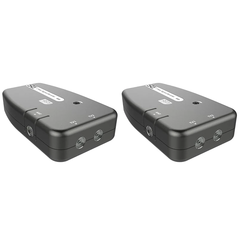 SLx TV Signal Booster Aerial Amplifier, 2 Way Signal Distribution Amplifier with Coax Connections, 4G & 5G Filtering, Indoor TV Aerial, HD & 4K TV/FM/DAB & Freeview, Variable Gain Control (Pack of 2)