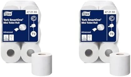 Tork SmartOne Mini Toilet Roll White T9, Advanced, 2-Ply, 12 x 620 Sheets, 472193 (Pack of 2)