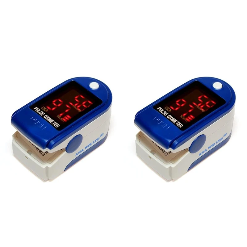 Anapulse ANP100 Finger Pulse Oximeter | LED Display | Heart Rate & Oxygen Level Readings | Batteries, Carrycase and Lanyard Included | CE Approved | NHS Supplied (Pack of 2)