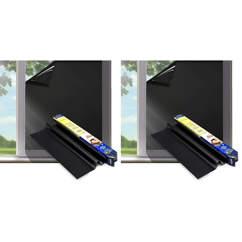 Temporary Blinds for Windows - Static Black Out Blinds for Bedroom, Travels, Office, & Nursery Room - 8 Metres Blackout Blind by Magic Whiteboard (Pack of 2)