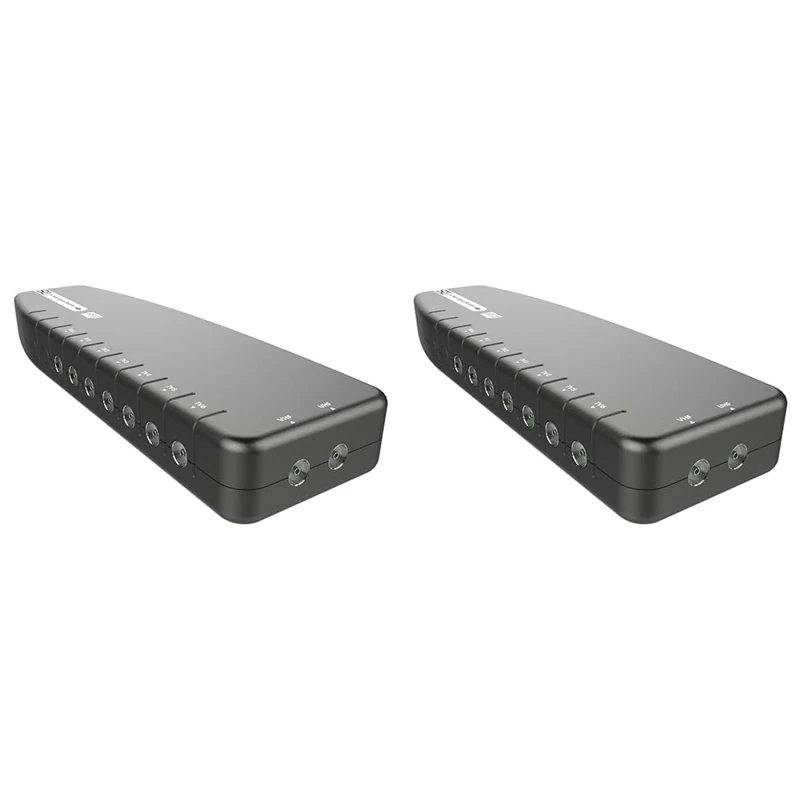 SLx TV Signal Booster, 6 Way Signal Distribution Amplifier with Coax Connections, 4G & 5G Filtering, Indoor Aerial for HD & 4K TV/FM/DAB & Freeview, Variable Gain Control (Pack of 2)