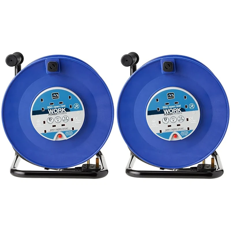 masterplug HDCC5013/4BL-MP - Masterplug HDCC5013/4BL 50m 13A 4-Socket Open Cable Reel (Pack of 2)
