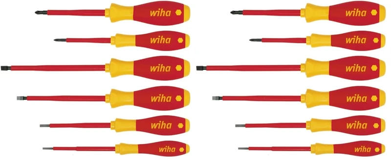 Wiha 00833 Series 320N Soft Finish Electric Screwdriver Set, Slotted, 6 Pieces (Pack of 2)