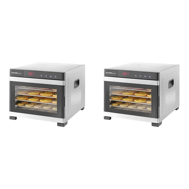 SousVideTools/Hendi| 6 Tray Stainless Steel Dehydrator | Food Dryer | Touch Panel, Timer & Thermostat Control | Drying Fruit, Meat and Vegetables (Pack of 2)