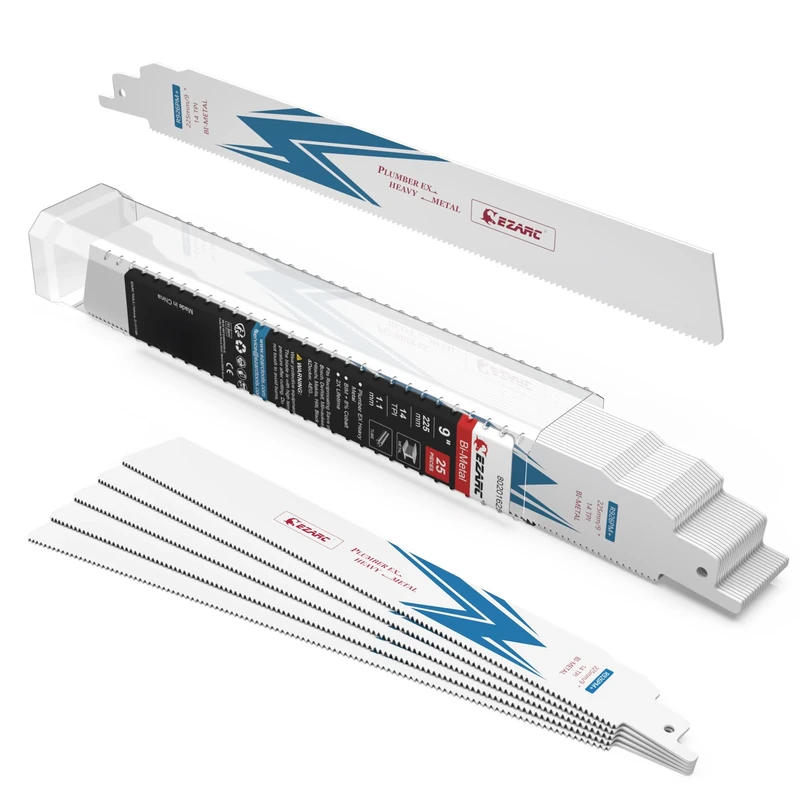 EZARC Reciprocating Saw Blade Bi-Metal Cobalt Sabre Saw Blades for Heavy Metal Cutting 225mm 14TPI R926PM+ 25pcs