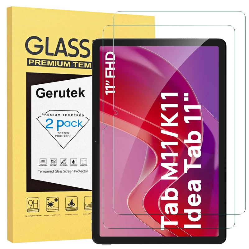 Gerutek Screen Protector for Lenovo Tab M11/Tab K11 11 inch 2024/ Idea Tab 11" 2025,TB-330FU/TB-331FC Tempered Glass Film [Ultra Clear] [Anti Scratch] [Bubble-Free] [[9H] for Lenovo Idea Tab 11 2025