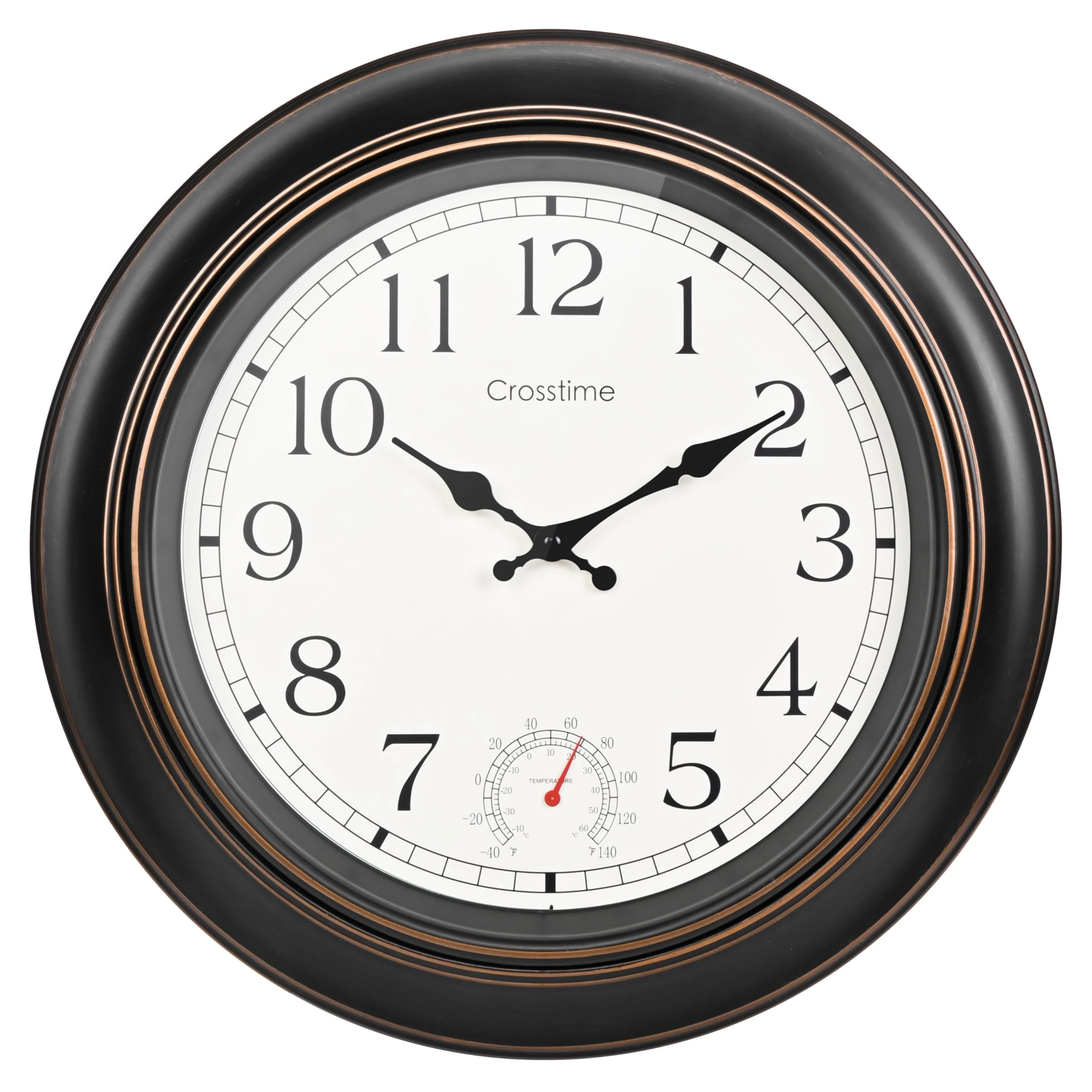 45cm Large Garden Clock Outdoor Waterproof, Retro Indoor Outdoor Wall Clocks with Thermometer for Garden, Patio, Pool, Living Room Decor- Bronze,18 Inch