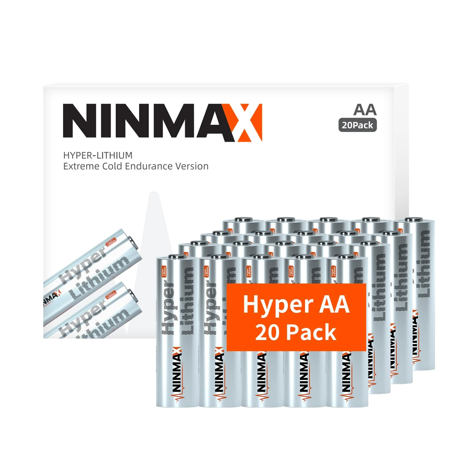 NINMAX Lithium AA Batteries 3500mAh, 20 Pack 1.5V Longest Lasting Double A Battery for High-Tech DevicesNon-Rechargeable