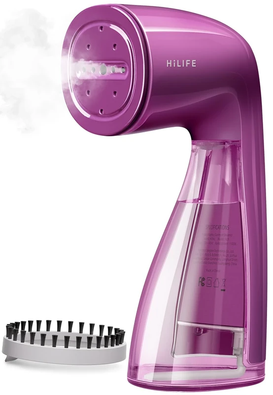 HiLIFE Steamer for Clothes, 1100W Clothes Steamer with Large 300ml Tank, Handheld Clothing Steamer, Fabric Wrinkle Remover, Portable & Compact Travel Size Garment Steamer ONLY FOR 120V(Orchid Purple)