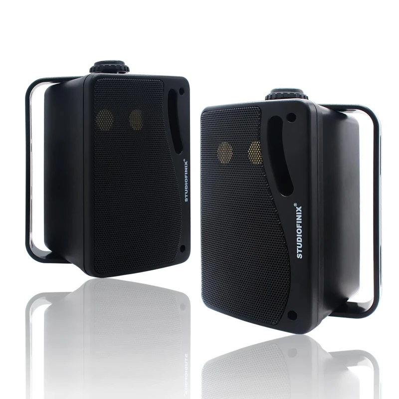 STUDIOFINIX 3.5 Inch Outdoor Bluetooth Speakers Waterproof Wired,3 Way 200W Upgrade Premium Wall Mount Speakers,Ideal use in Patio,Deck, Indoor Outdoor（Black）