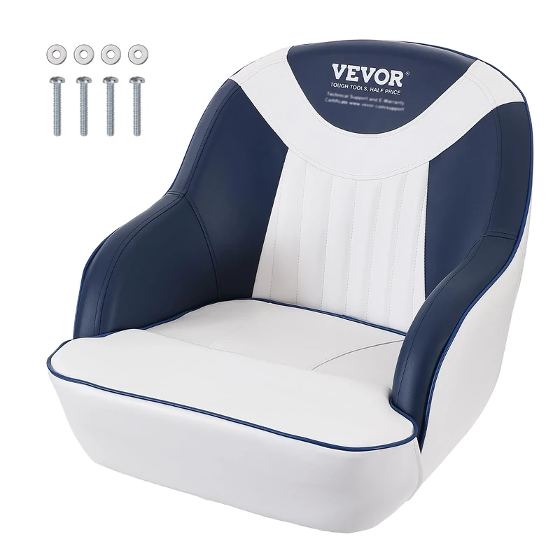 VEVOR Captain's Seat, Enhanced Comfort Pontoon Boat Chair with Dense Sponge Cushion, Ideal for Fishing, Sightseeing Vessels, Speedboats, Canoes, Single Unit
