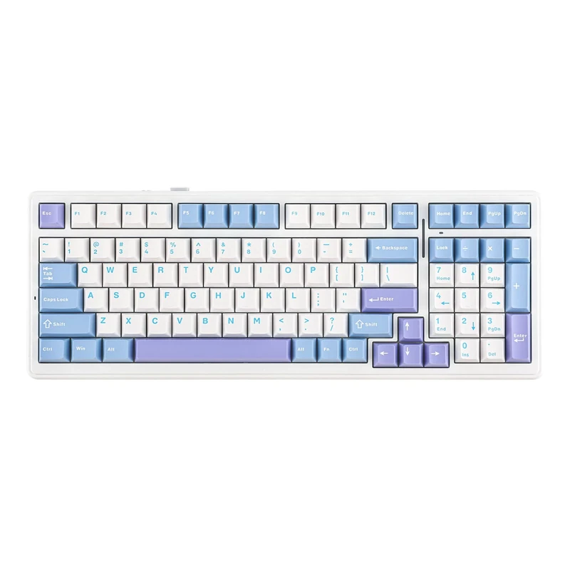 EPOMAKER x AULA F99 Wireless Mechanical Keyboard, Hot Swappable Gasket Custom Gaming Keyboard with Five-Layer Padding, Bluetooth/2.4GHz/USB-C, 8000mAh Battery (White Light Blue, Graywood V3 Switch)